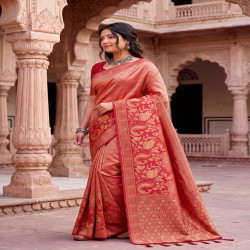 Premium Meenakari Jacquard Woven Saree with Blouse